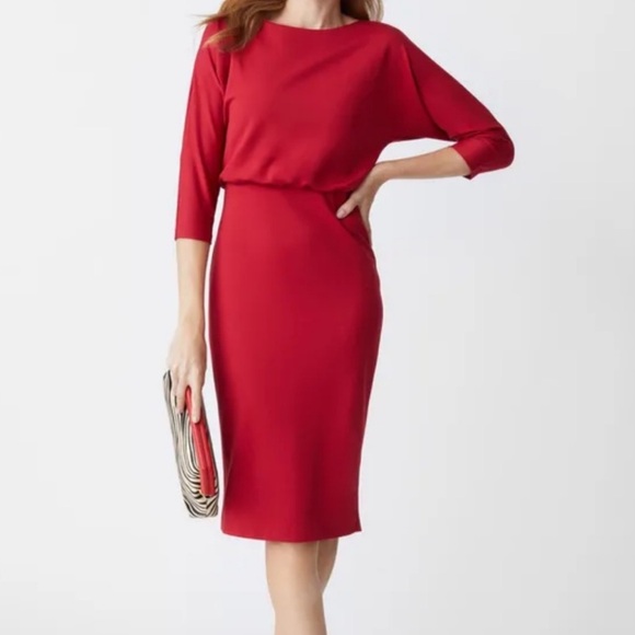 New J.MCLAUGHLIN Tinley 3/4 Sleeve Sheath Dress Size XS in Red - Picture 1 of 14